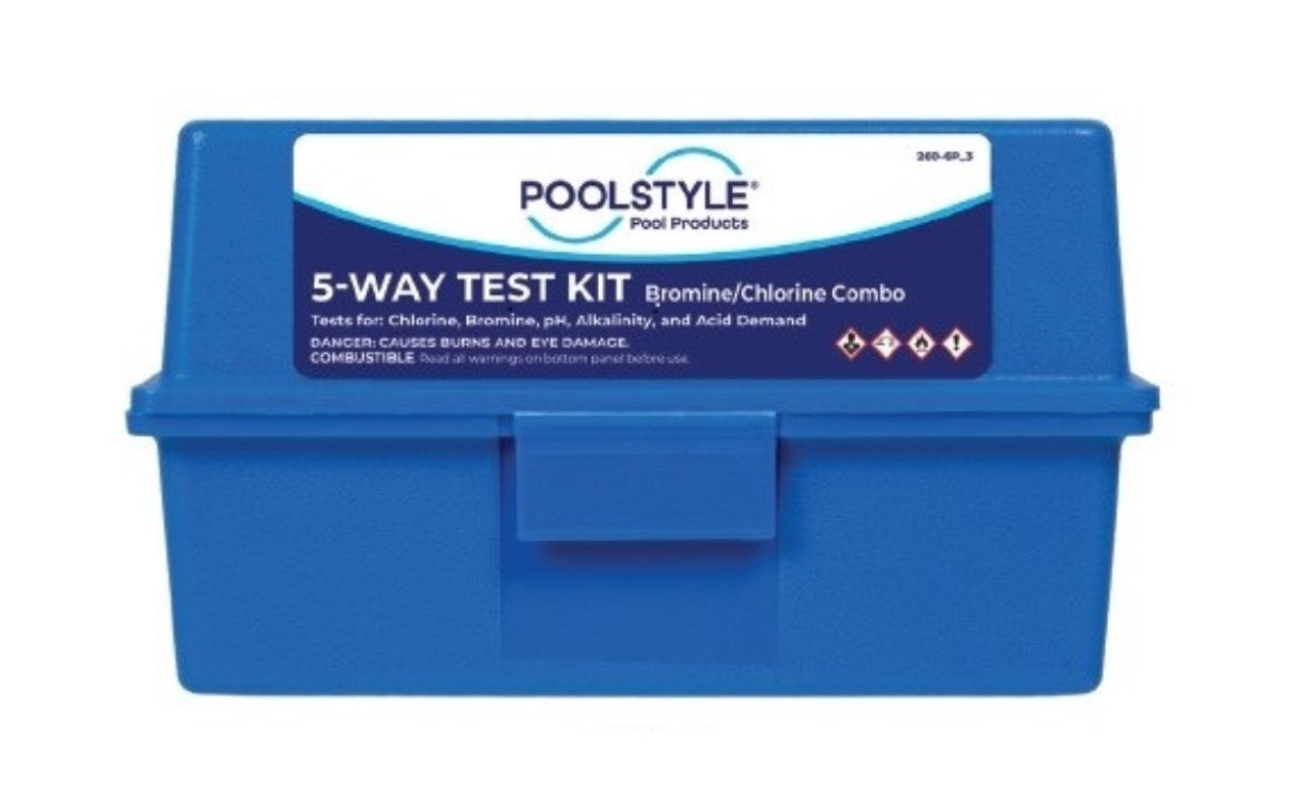 PoolStyle 22290 5-Way Test Kit with Reagent Round Block