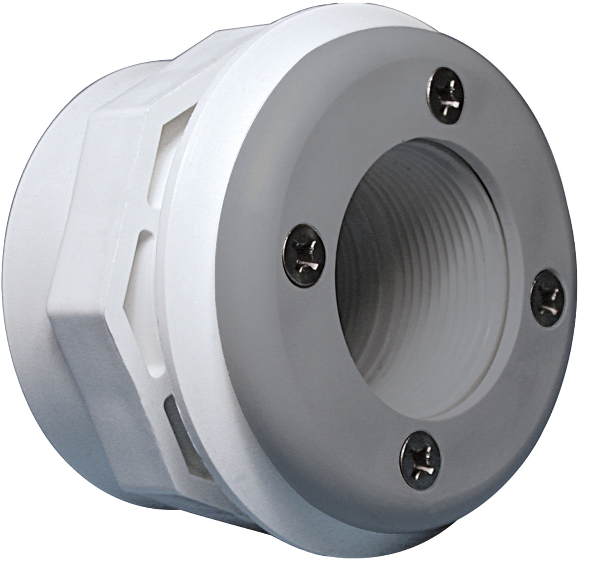 Waterway Steel Wall Fitting Assembly with Combo Spacer/Locknut, 1-1⁄2" FPT x 1-1⁄2" Socket, Gray - 400-9067B