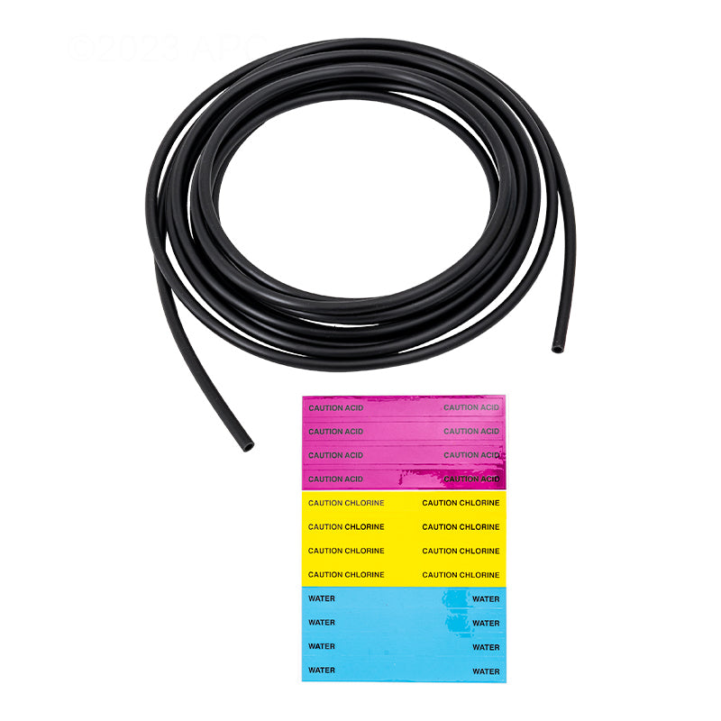 Pentair Intellichem 1/4” Black Tubing for Chemical Injection with Labels, 20' - 522384