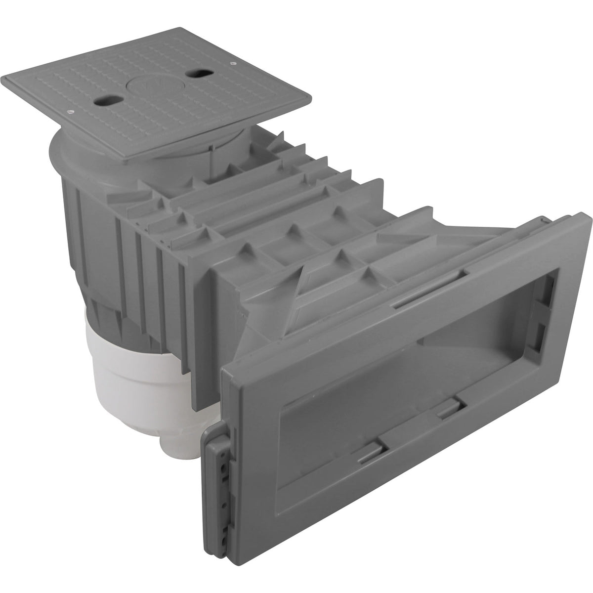 Waterway Renegade Wide Mouth Vinyl Liner Skimmer, 2 Port, Square Lid, 2" Socket, 13" Throat, Gray - 540-8557
