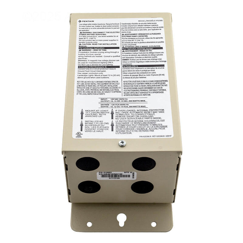 Pentair 300 Watt 12v Transformer 619963