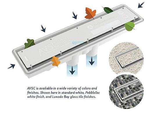 Pentair Water Pool and Spa Inc Dual Suction Channel Drain White Pebble Top Avsc - 289101
