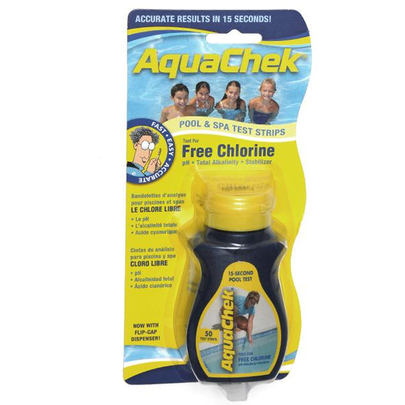 AquaChek Yellow 4-in-1 Chlorine Test Strips, 50 Strips per Bottle - 511244A