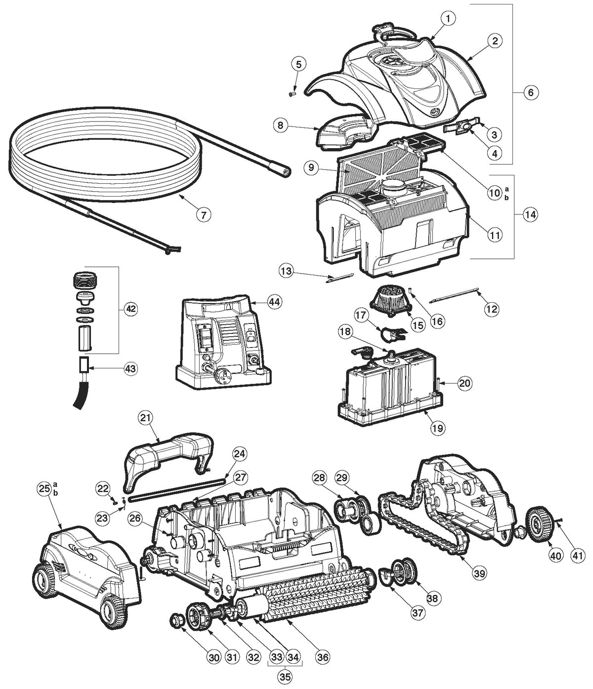 Hayward SharkVac XL Robotic Pool Cleaner with Caddy W3RC9742WCCUBY parts diagram