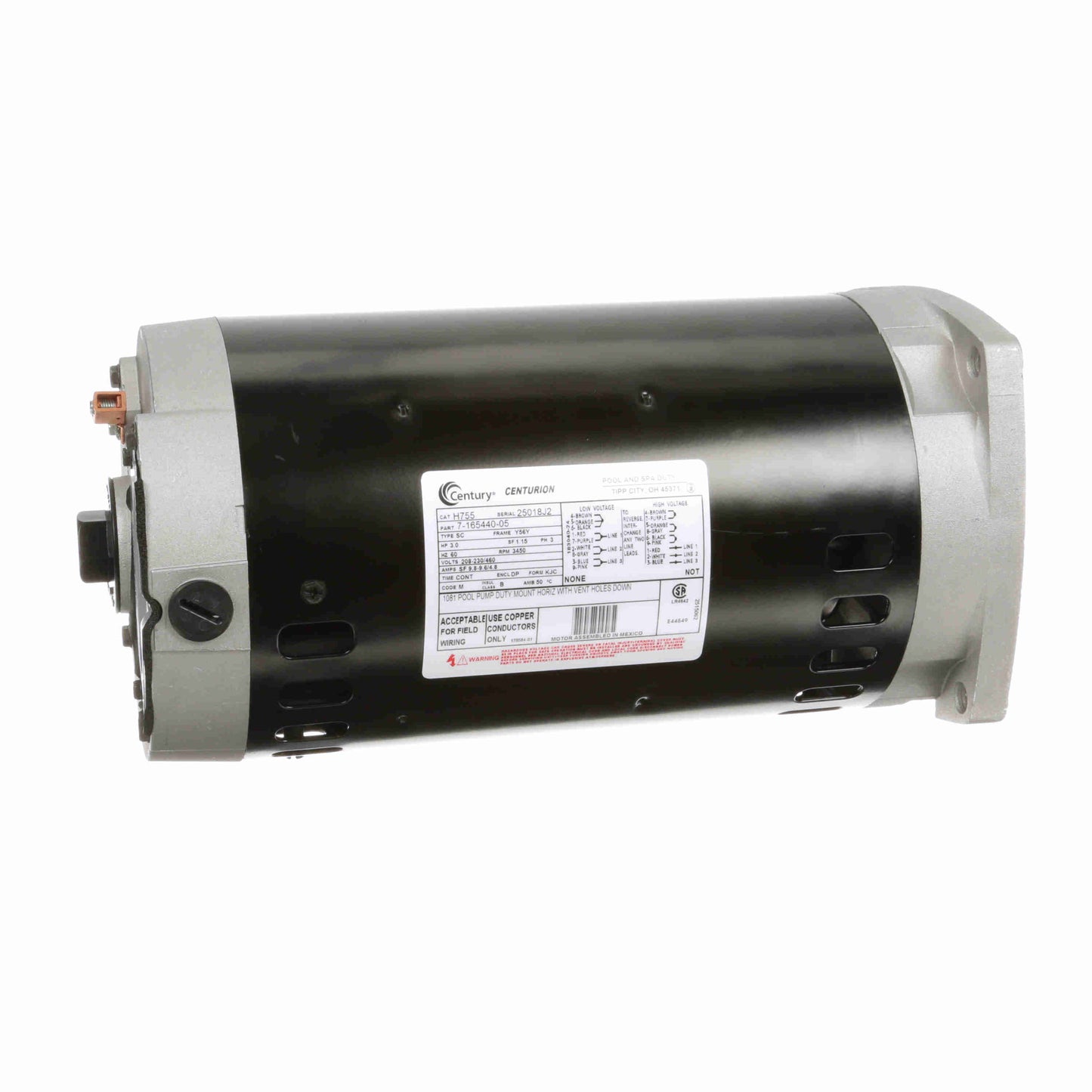 Century Pool Pump Motor 3HP 3 Phase 60Hz 208-230/460V 56Y Frame | H755