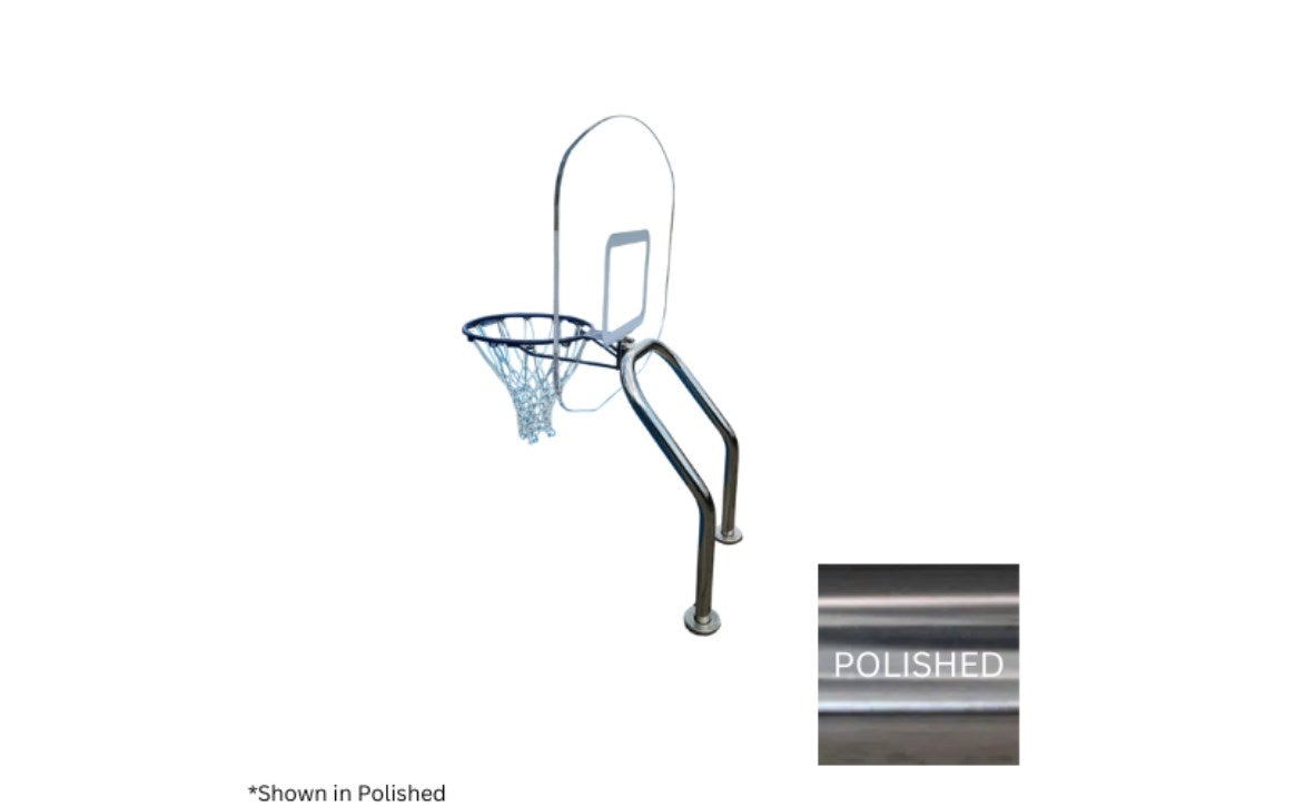 Global Pool Products GPP Basketball Set Polished, Dual Pole 16" Anchor Spacing W/Net & Ball (No Anchor) - GPP-X2BB16-SS