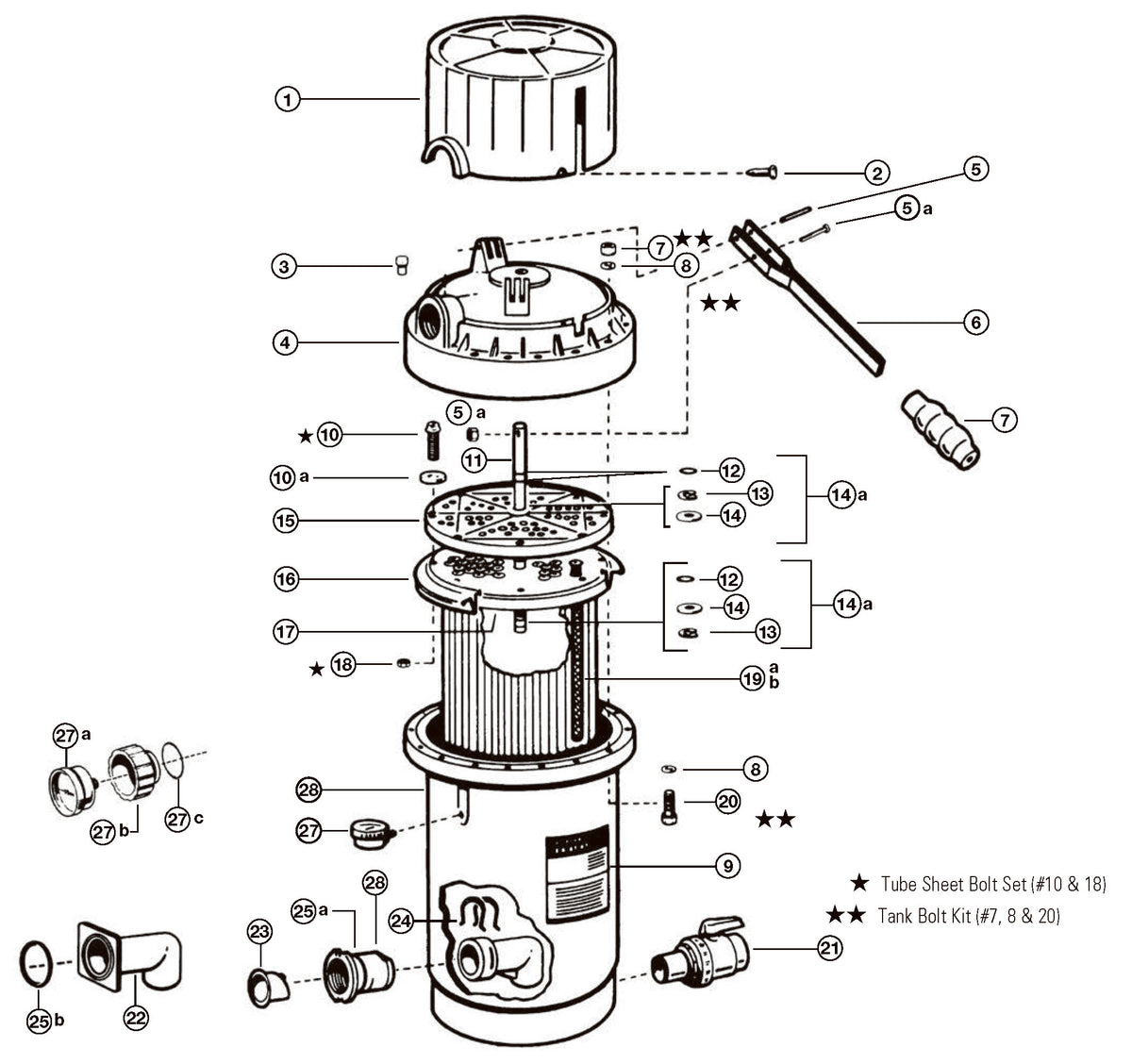 Hayward 40 SqFt Perflex Modular DE Filter W3EC75A parts diagram