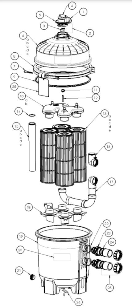 Hayward 425 SqFt Cartridge Filter W3C4030 parts diagram