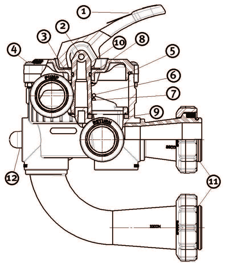 Hayward 1 1/2" Reverse Multiport Valve SP0710XR50 parts diagram
