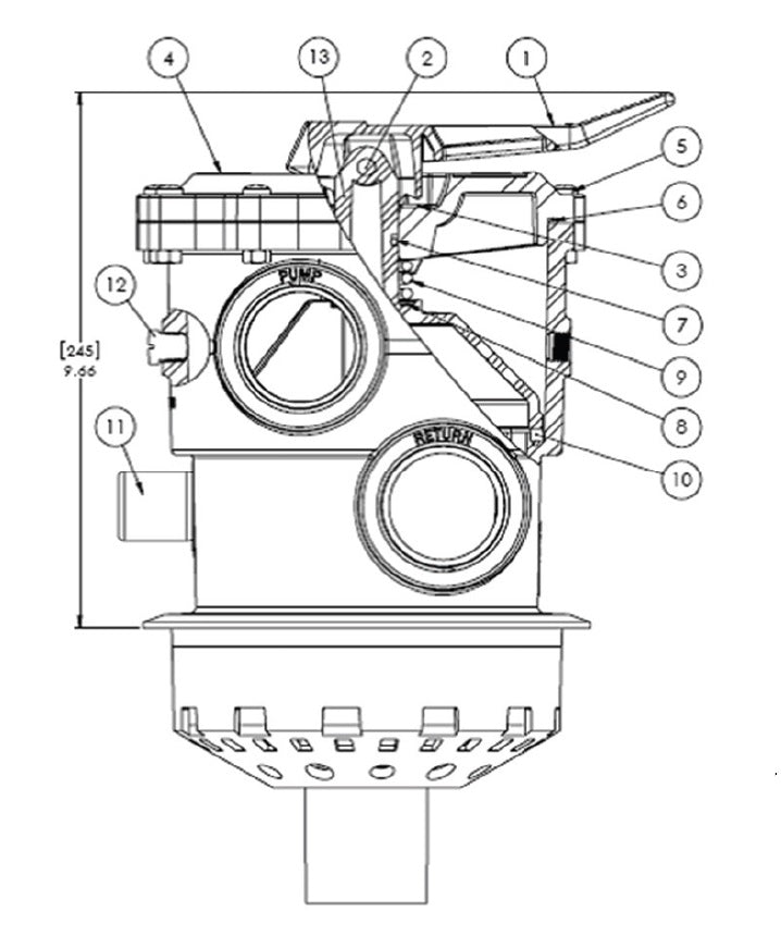 Hayward 2" Black Multiport Valve SP071621 parts diagram