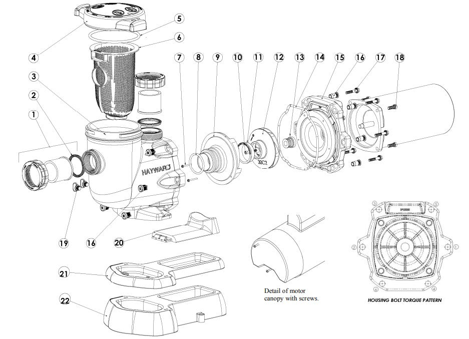 Hayward TriStar VS C HCP 2500 Series Pump HCP2500VSP parts diagram