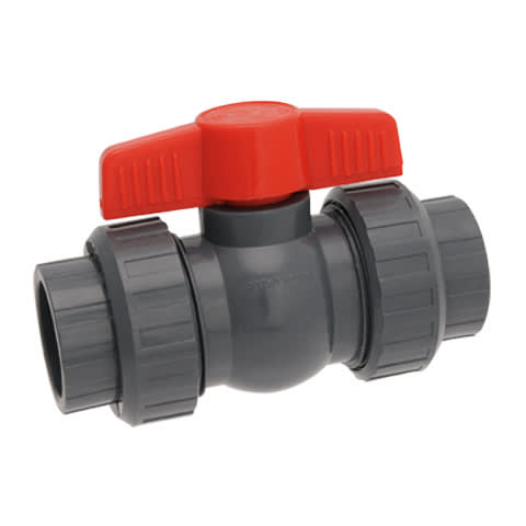 Hayward 1.5" PVC Gray True Union Ball Valve - QTA1015CSEG