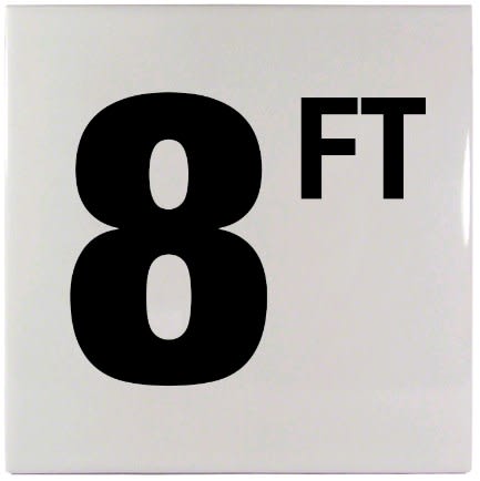 8' Sm Inlays 8 w/' Depth Marker-Ceramic Black/White Smooth 6" Depth Marker 8 ' Smooth Surface 6" X 6" Ceramic | C610080