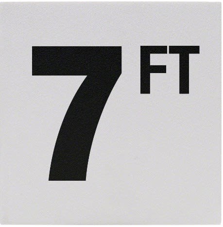 Inlays 7 W/Ft Depth Marker-Ceramic Black/White Skid Resistant 6" Depth Marker 7 Ft Skid Resistant 6In X 6In Ceramic 7Ft Sr | C620070