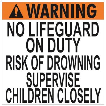 Poolweb Supervise Children Sign Plst No Lifeguard - 1125WS3030E