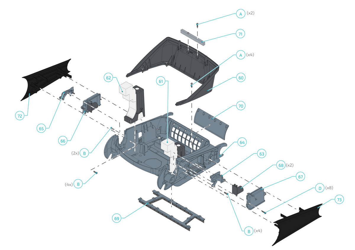 Maytronics Dolphin Explorer E70 Robotic Pool Cleaner 99996712-XP parts diagram