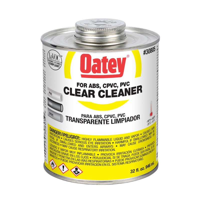 Oatley 32 oz Can Clear Liquid, For ABS PVC and CPVC Pipe and Fittings Cleaner | OTY30805