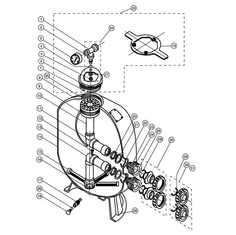 Pentair 30" Triton II Side Mount Filter TR100 Almond 140210 parts diagram