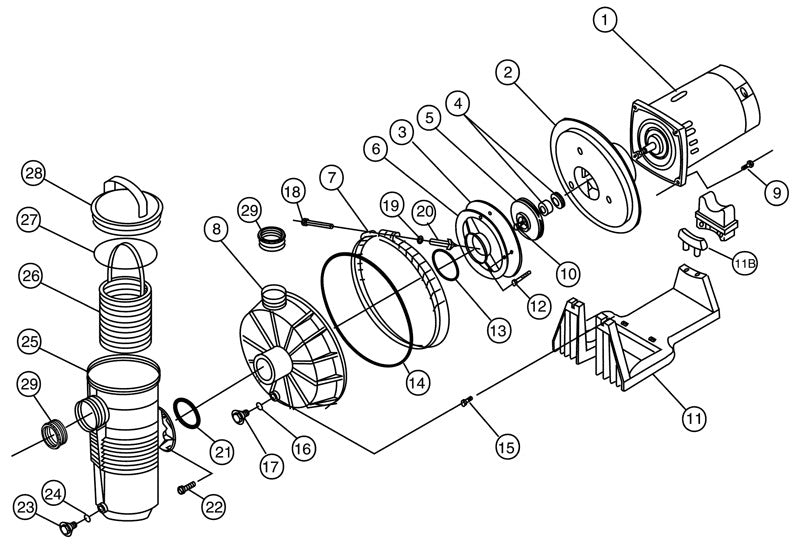 Pentair Challenger High Pressure Pump 3 HP 208-230/460V 9.8-9.4/4.7 Amp 345305 parts diagram