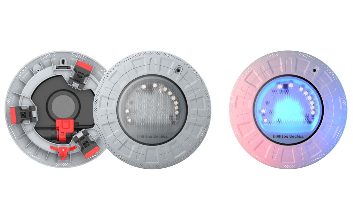 Spa Electrics R10C L12 R1 GMP Retro 10 Series Mutli + White LED Light with Gray Faceplate and Cam-Lock System