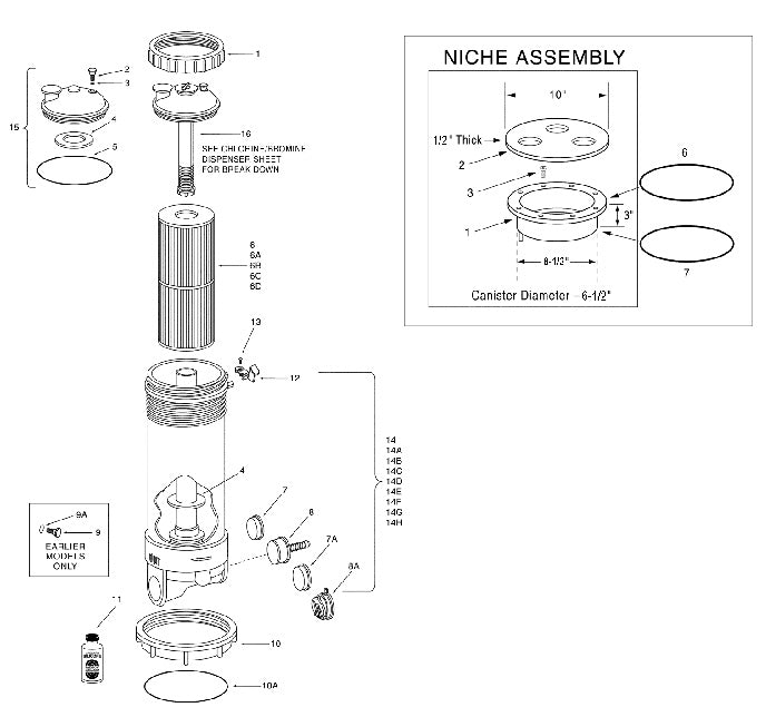Pentair 50 SqFt Dynamic Series II High Flow Top Load Filter R172504B parts diagram