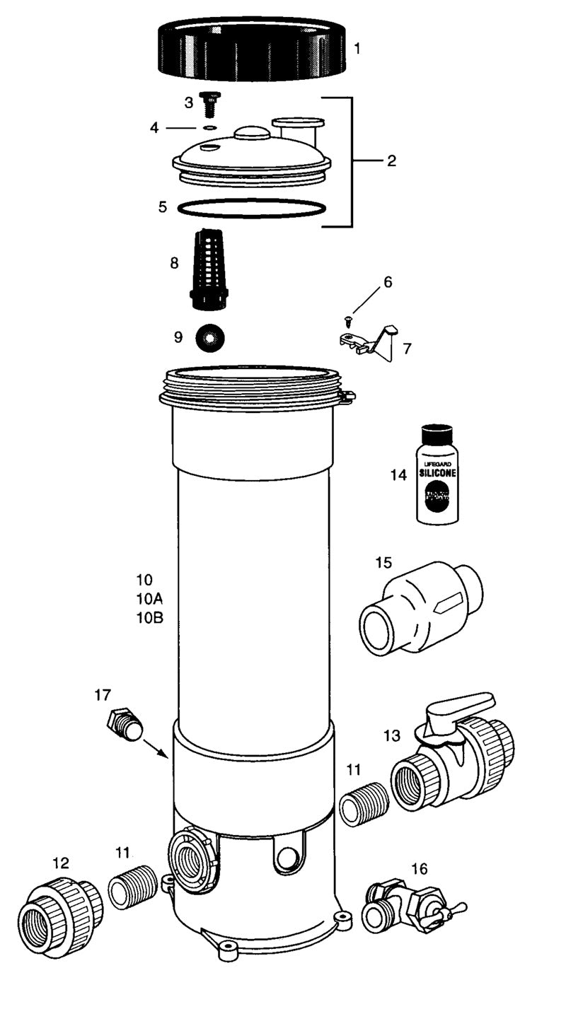 Pentair Automatic Commercial High Capacity Chlorinator R171240 parts diagram