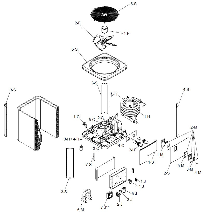 Raypak Pool and Spa Heat Pump 6560 TWPH-6560EHT01 parts diagram