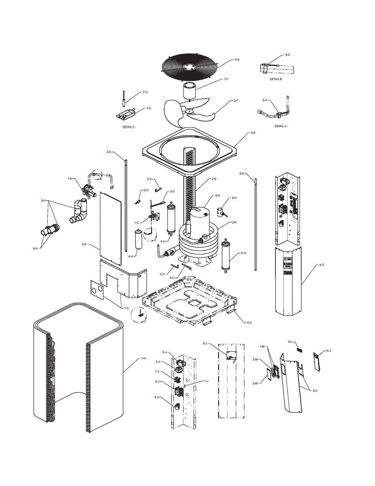 Raypak Professional Series 3-Phase Pool Heat Pump 170000 BTU 208-230V TWPH-10353EHC17 parts diagram