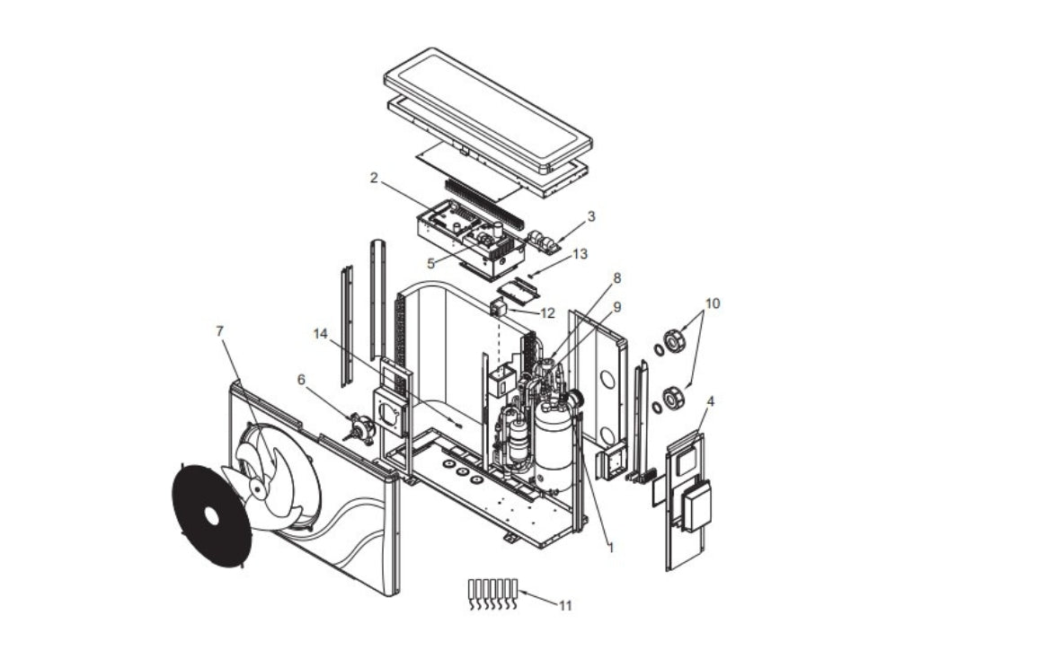 Raypak Crosswind Side Discharge Heat Pump Pool Heater 017740 parts diagram