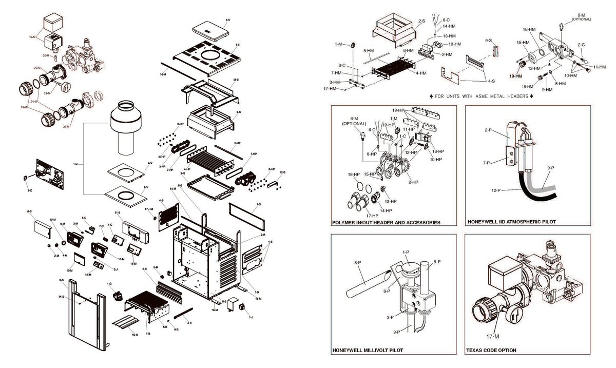 Raypak Natural Gas Electric Heater 332K BTU 009218 parts diagram