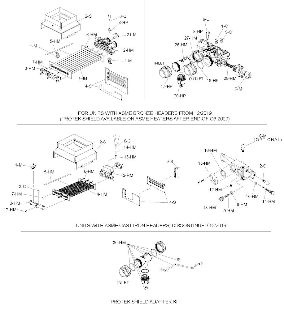 Raypak Digital Electronic Cupro Nickel Heater Natural Gas Heater #51 406K BTU 014941 parts diagram