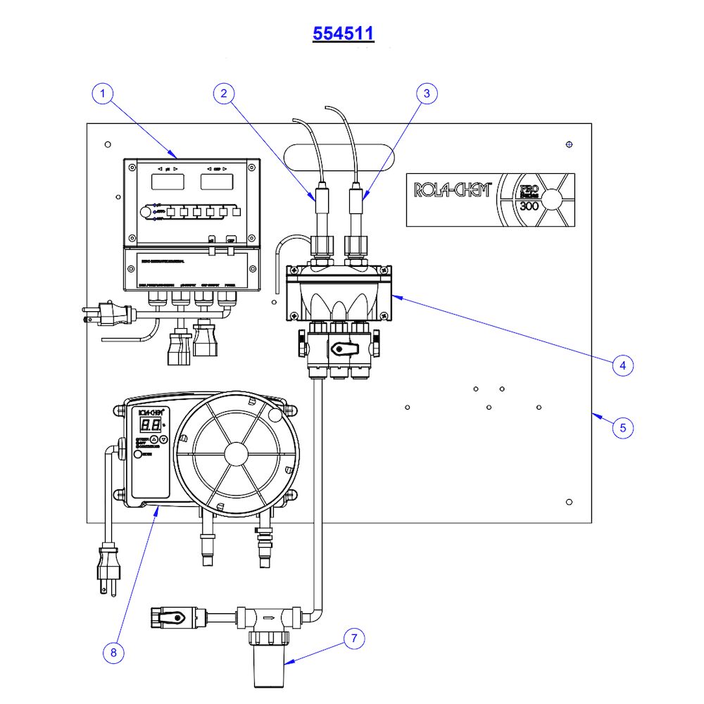 Rola-Chem Digital Controller with 38 GPD Peristaltic Pump 554511 parts diagram