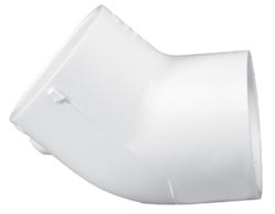 Elbow, 4" Slip White PVC Schedule 40 45 Degree