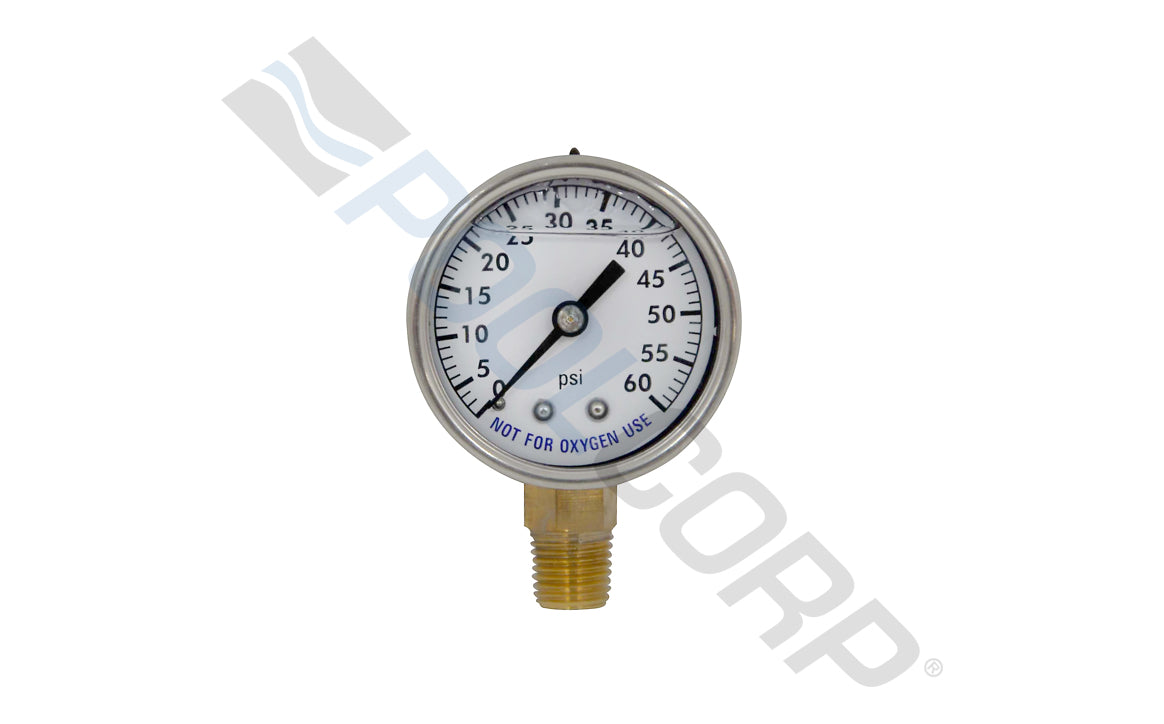 KUNSHAN ALF MACHINERY & INSTRU LIQUID FILLED PRESSURE GAUGE 2" 0-60PSI .25" BTM MT | 88060BU