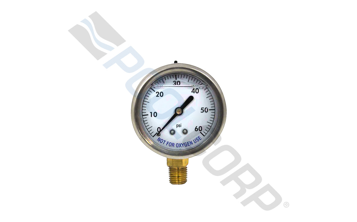 KUNSHAN ALF MACHINERY & INSTRU MOUNT LIQUID FILLED PSI GAUGE 2.5" 0-60PSI .25" BTM | 88160BU