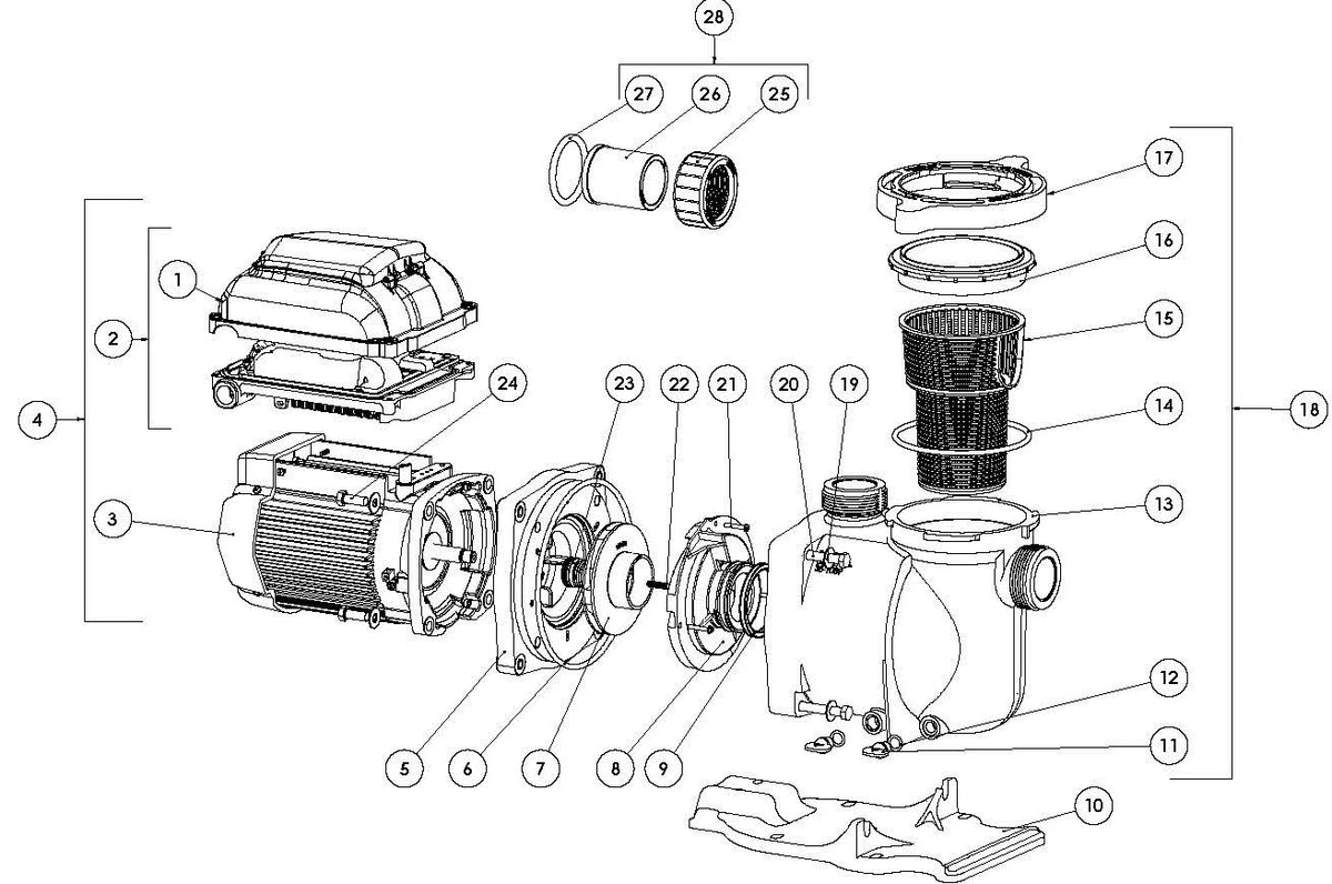 Sta-Rite SuperMax VS Variable Speed Pump 1.5HP 343001 parts diagram