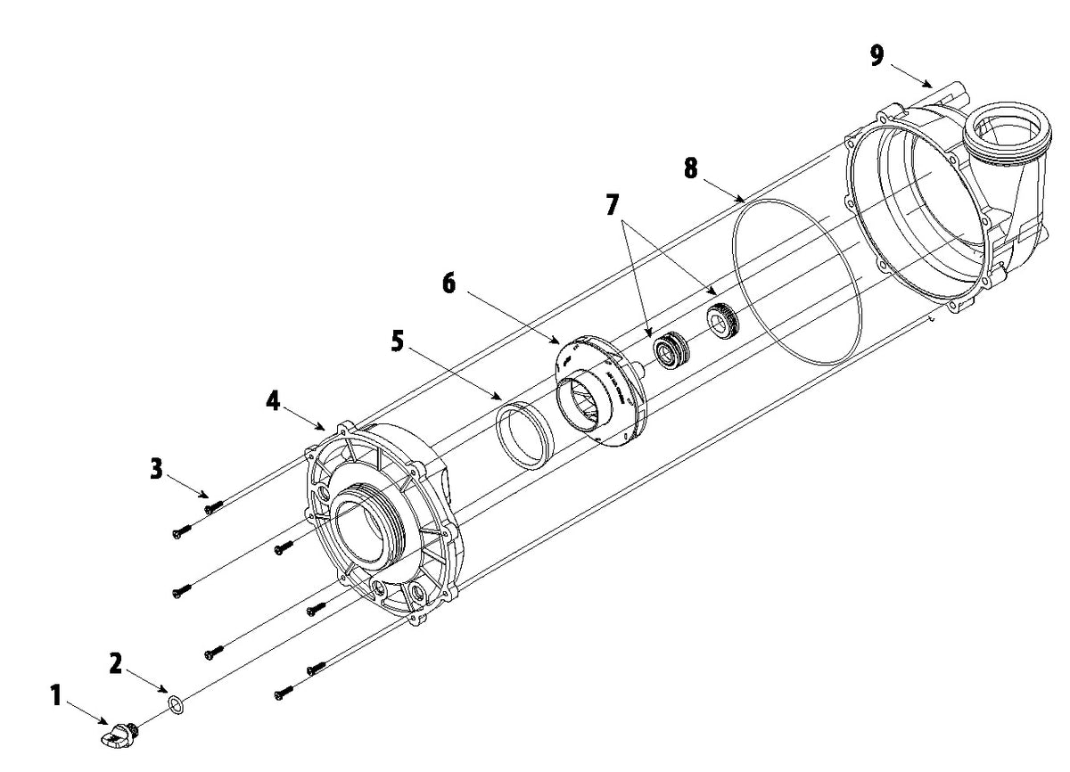 Waterway EX 2 48 Frame 2 Speed Spa Pump 2 HP 3421021-1U parts diagram
