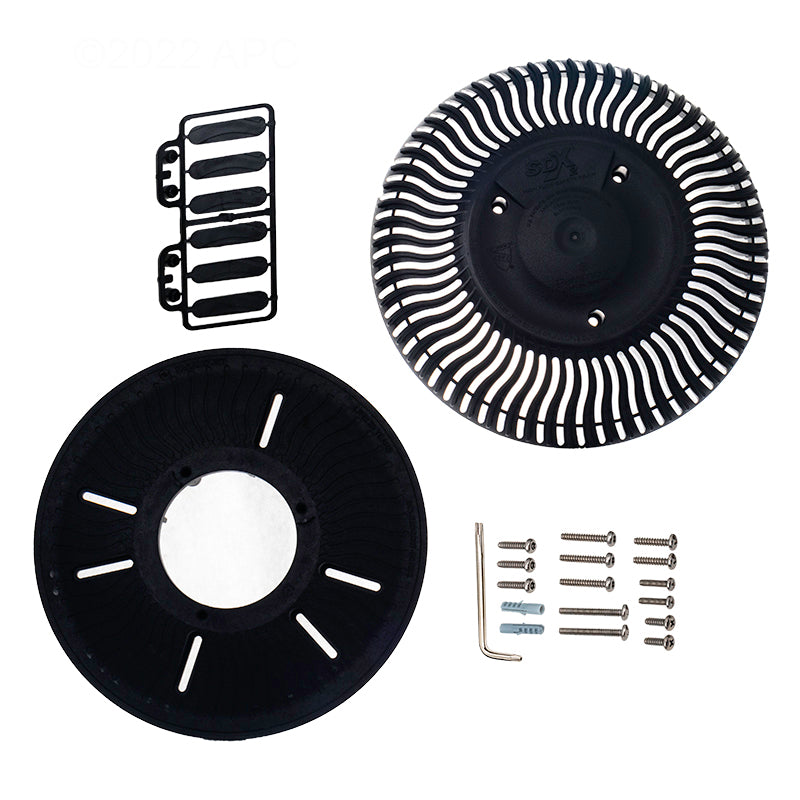 Hayward Paramount SDX2 Retro High Flow Safety Single Drain, Adaptable Back Plate, Round, Black, Concrete - 004192223103