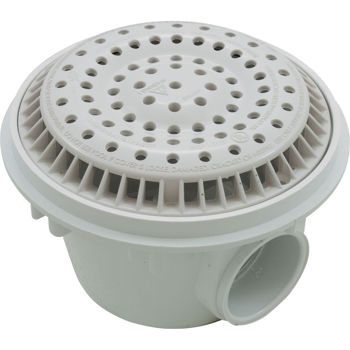 Waterway Conc Anti-Vortex Main Drain 2"S 8" White - 640-2520 V