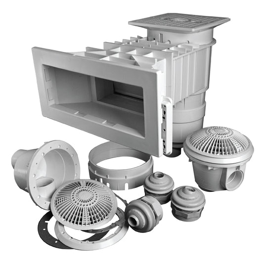 Waterway Renegade 545-8500 2-1/2" Spg x 2" S White Wide Mouth Vinyl Liner Skimmer Builder's Pack
