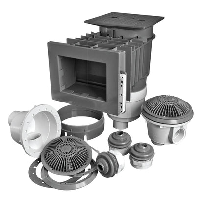 Waterway Renegade 545-8507 2 1/2" Spg x 2" S Gray Wide Mouth Vinyl Liner Skimmer Builder's Pack