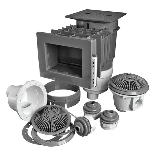Waterway Renegade 545-8507 2 1/2" Spg x 2" S Gray Wide Mouth Vinyl Liner Skimmer Builder's Pack