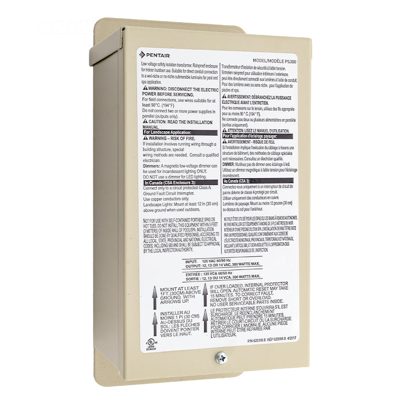 Pentair 300 Watt 12v Transformer 619963