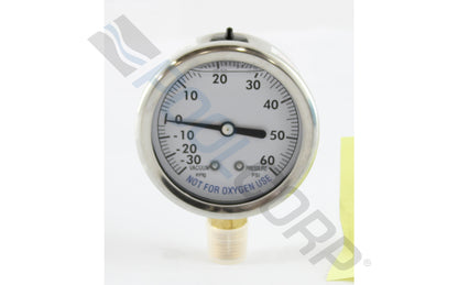 KUNSHAN ALF MACHINERY & INSTRU .25" BTM MT VAC/PSI GAUGE 2.5" 0-30"HG/0-60PSI | 89130BU
