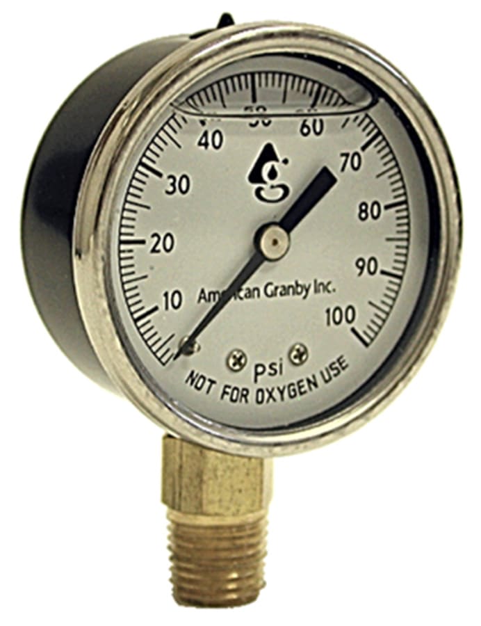 American Granby Btm Mt Liq Fill Pressure Gauge 2" 0-30PSI .25" - EILPG302-4L