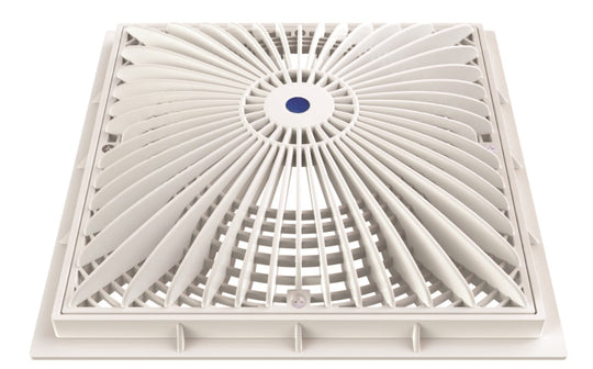 AquaStar 12" Square MoFlow Suction Outlet Cover and Mud Frame, White - 12MF101