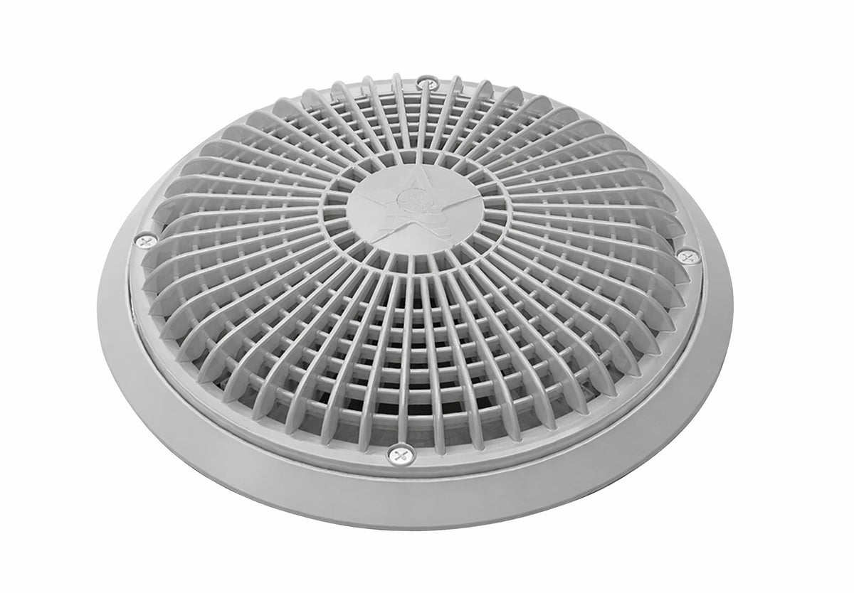 AquaStar 10" Star Anti-Entrapment Suction Outlet Cover with Universal Retrofit Adapter and Mud Frame (VGB Series) - Ligh