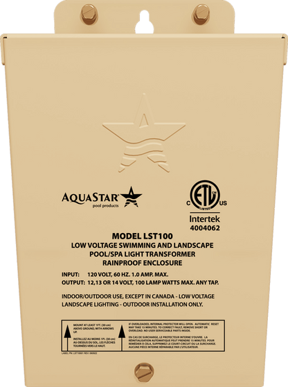 AquaStar Pool Products 100W 120V TO 12V Transformer Litestar - LST100