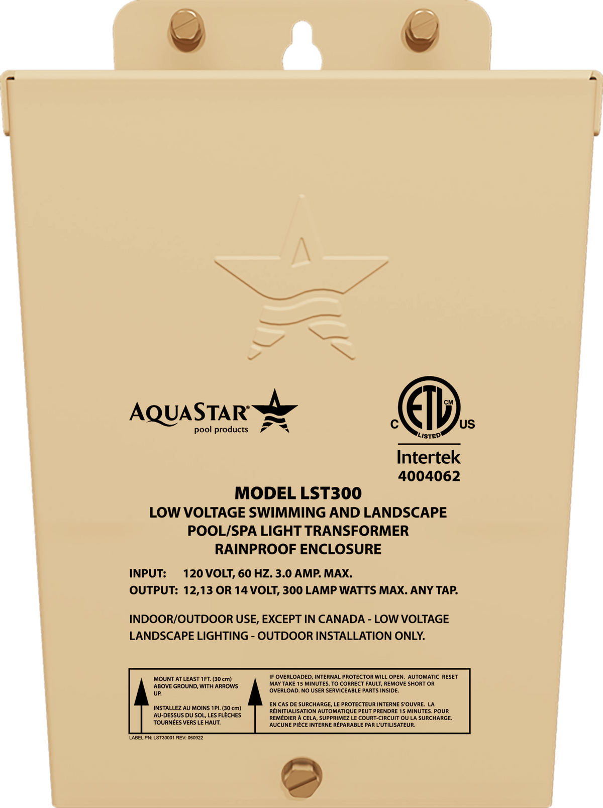 AquaStar Pool Products 300W 120V TO 12V Transformer Litestar - LST300