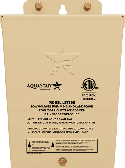 AquaStar Pool Products 300W 120V TO 12V Transformer Litestar - LST300